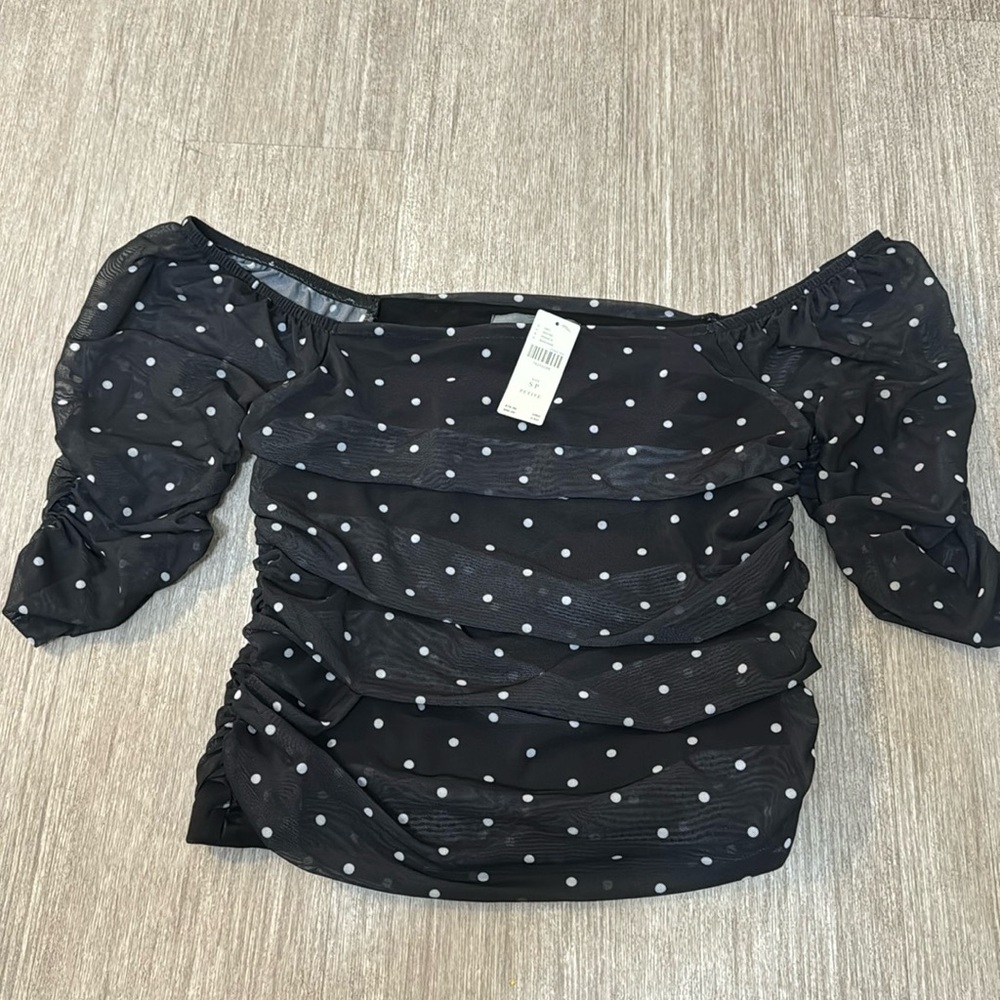 Anthropology mesh polka dot blouse